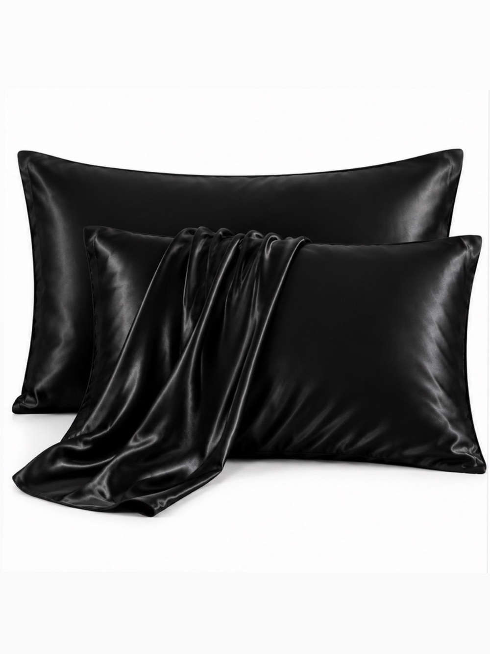 Bedsure Black Satin Pillowcases Set of 2 Standard 20x26